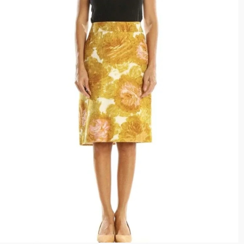 Talbots Floral Straight Pencil Skirt Woman’s Size 2 Yellow Pink White Lined